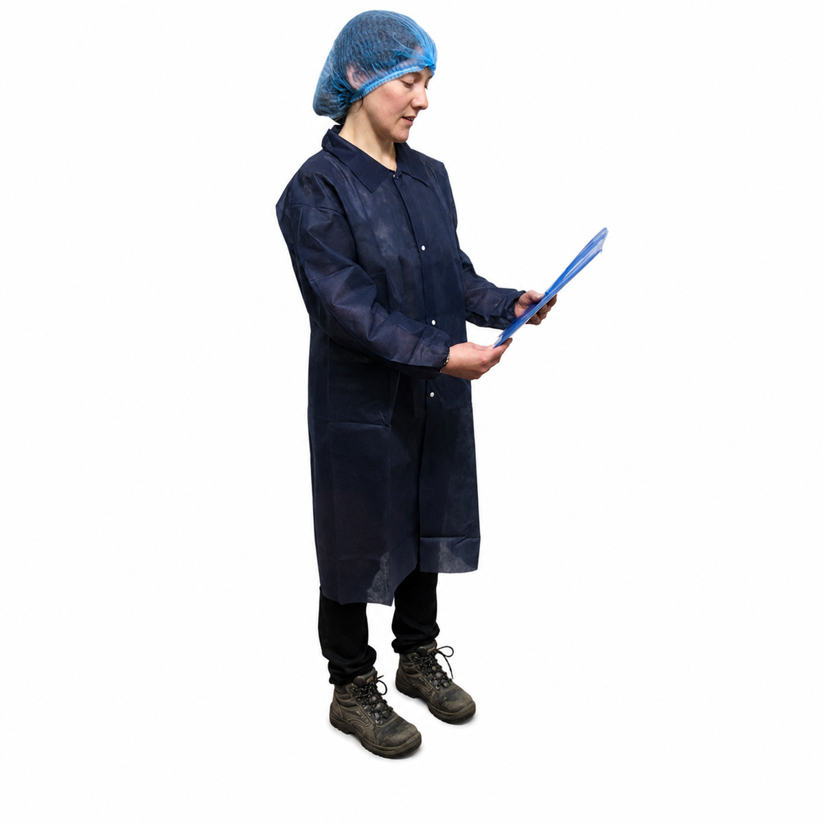 Einweg Besucherkittel PP-Vlies 30 g/m² – Weiß/Blau