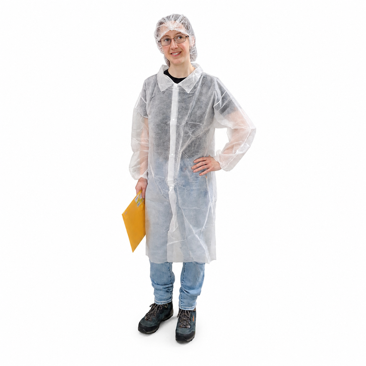 Einweg Besucherkittel PP-Vlies 30 g/m² – Weiß/Blau