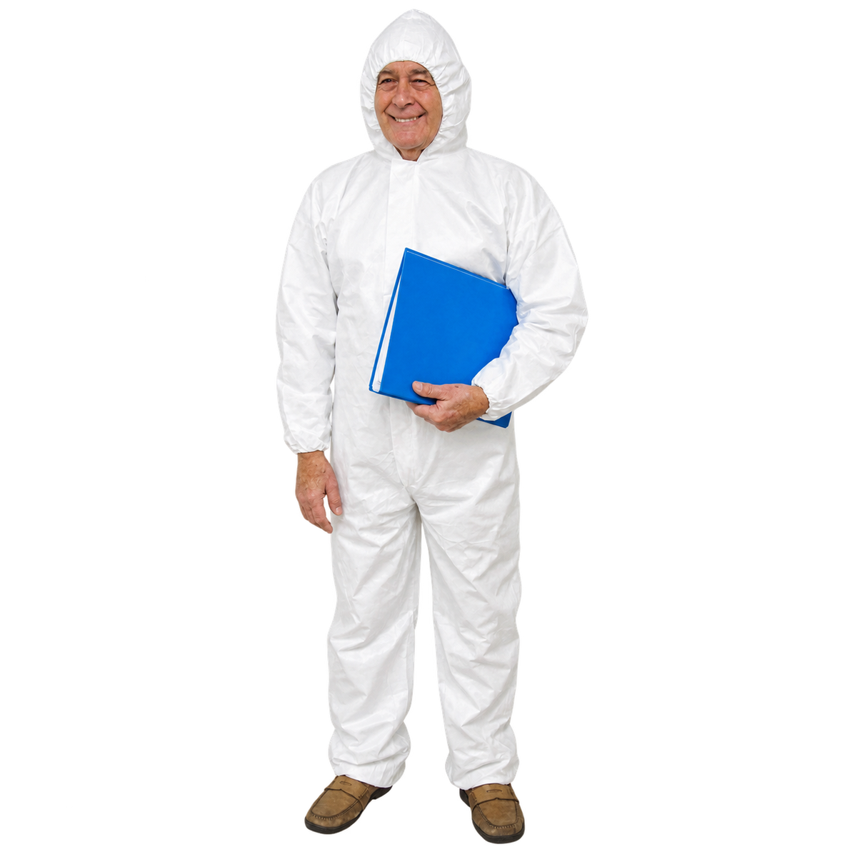 Einweg mikroporöser Schutzoverall 50 g/m² – Weiß, steril